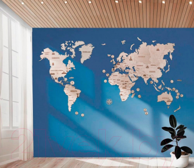 Декор настенный Wood Trick Карта мира XXL / 1234-XXL