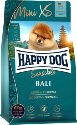 Сухой корм для собак Happy Dog Mini XS Sensible Bali Птица, куркума / 60944 (1.3кг)