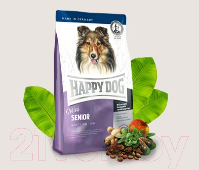 Сухой корм для собак Happy Dog Mini Senior Птица, лосось, рыба, ягненок, мидии / 60106 (1кг)