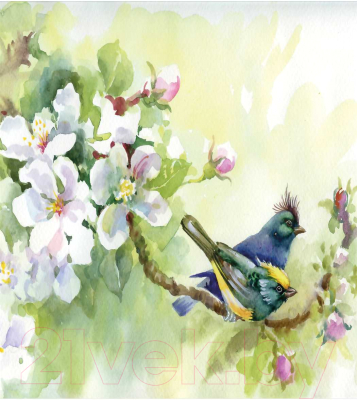 Наволочка декоративная JoyArty Птицы на ветке вишни / sl_30143