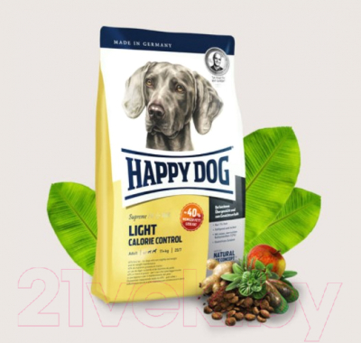 Сухой корм для собак Happy Dog Light Calorie Control Птица, лосось, рыба, ягненок,мидии / 60772 (4кг)