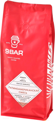 Кофе в зернах 9BAR Латиноамериканская смесь 60% Арабика 40% Робуста (1кг)