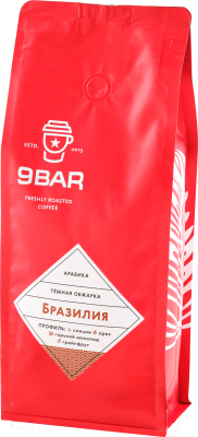 Кофе в зернах 9BAR 100% Бразилия темная обжарка (1кг)