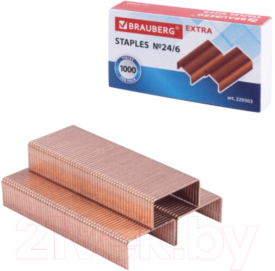 Изображение товара Скобы канцелярские Brauberg Extra №24/6 / 229303 (1000шт)