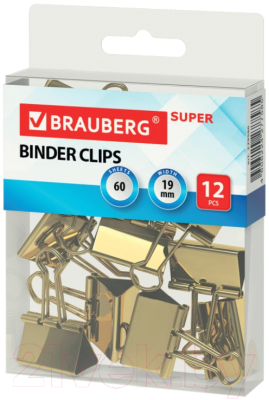 Зажим для бумаги Brauberg Extra / 229586 (12шт)