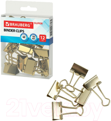 Зажим для бумаги Brauberg Extra / 229586 (12шт)