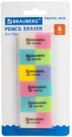 Набор ластиков Brauberg Pastel Mix / 229597 (6шт) - 