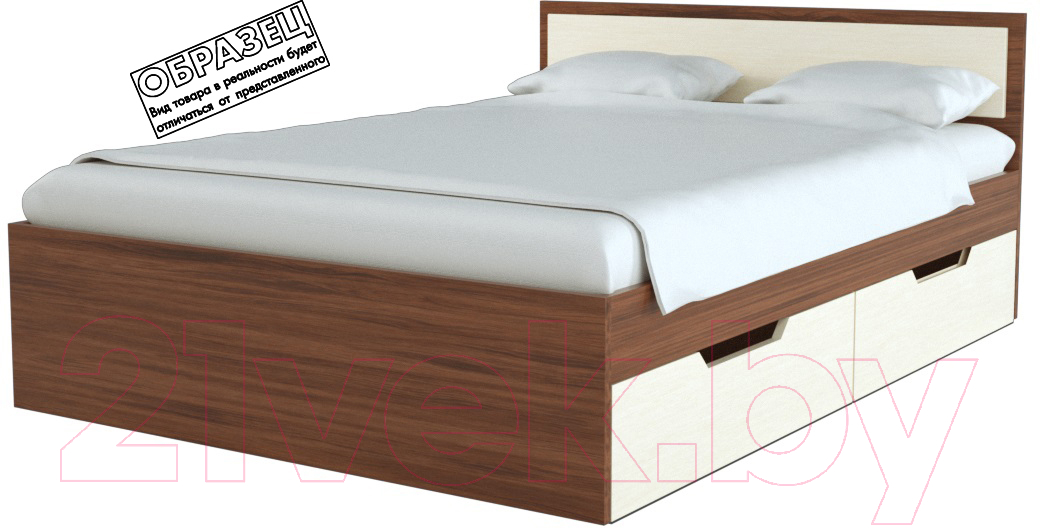 Односпальная кровать Стендмебель Гармония КР-608 90x200 (ясень шимо светлый/ясень шимо темный)