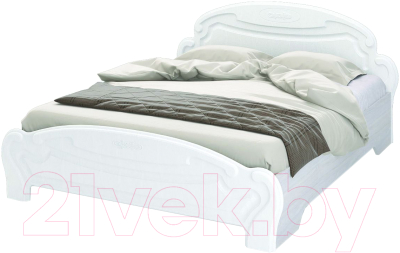 Двуспальная кровать Стендмебель Медина КР-042 с ПМ (белый дуб/ясень анкор)