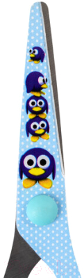 Ножницы канцелярские Brauberg Kid Series Пингвины / 232271 (голубой)