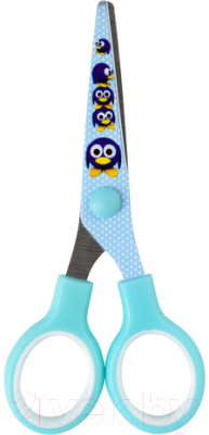 Ножницы канцелярские Brauberg Kid Series Пингвины / 232271 (голубой)