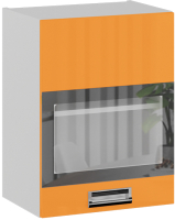 Шкаф навесной для кухни ТриЯ Бьюти со стеклом левый В_60-45_1ДРс(А) (оранжевый) - 