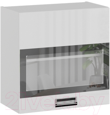 Шкаф навесной для кухни ТриЯ Бьюти со стеклом В_60-90_1ДОс (белый)