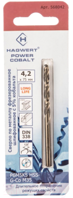 

Сверло Hagwert, Power-Cobalt Р6М5К5 / 568042