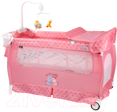 Кровать-манеж Lorelli Sleep N Dream Green Pink Hippo / 10080312076