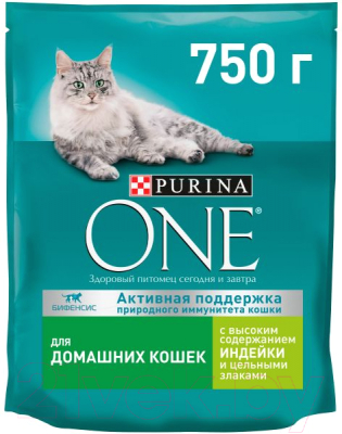 Сухой корм для кошек Pro Plan One для домашних кошек с индейкой и цельными злаками (750г)