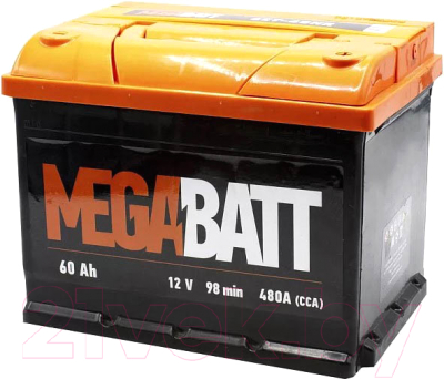 Автомобильный аккумулятор Mega Batt L+ 480A / 6СТ-60Аз (60 А/ч)