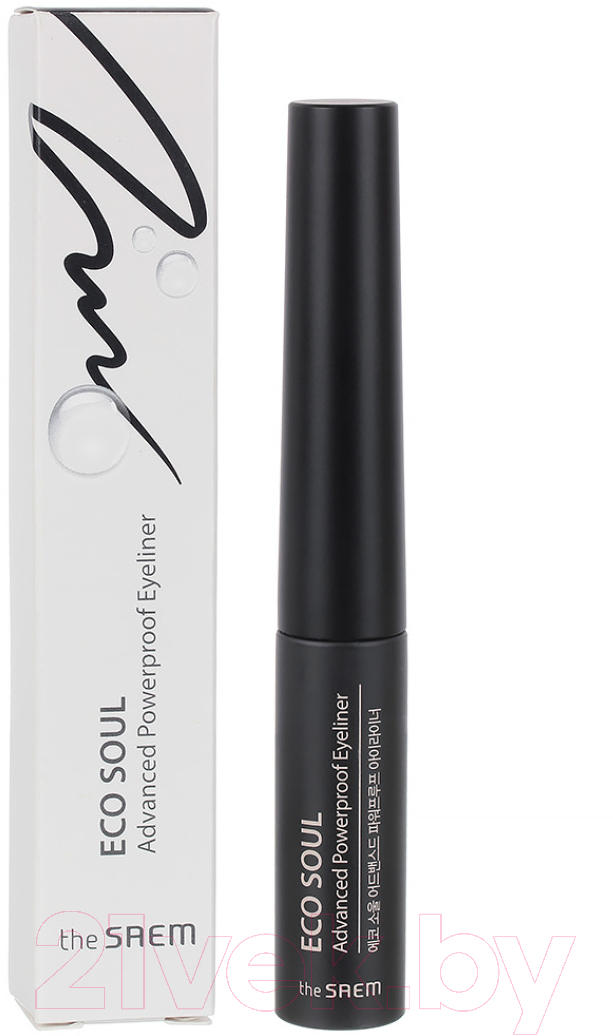 Подводка для глаз жидкая The Saem Eco Soul Advanced Powerproof Eyeliner 01 Deep Black — фото 2