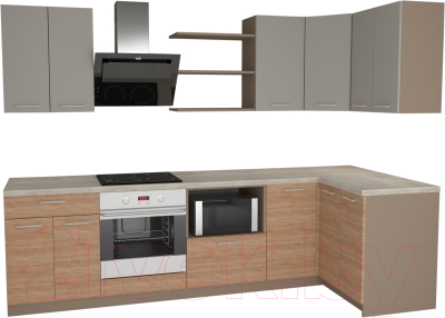 

Готовая кухня Primebeli, Агата Premium 1.2x2.2 правая + шкаф под духовку