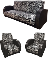Комплект мягкой мебели Асмана Антуан-1 (подлокотники кожзам черный/велюр зебра) - 