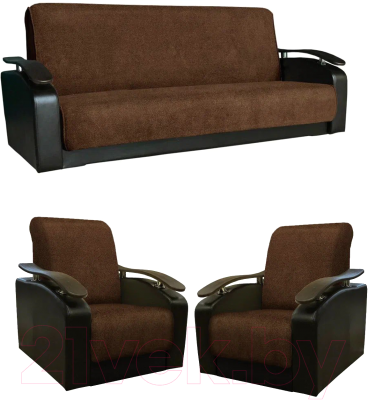 Комплект мягкой мебели Асмана Антуан (подлокотники кожзам коричневый/астра 14)