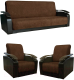 Комплект мягкой мебели Асмана Антуан (подлокотники кожзам коричневый/астра 14) - 