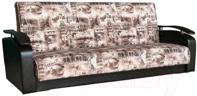 Комплект мягкой мебели Асмана Антуан (подлокотники кожзам коричневый/архитектура шоколад)