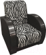 Кресло мягкое Асмана Антуан-1 (подлокотники кожзам черный/велюр зебра) - 