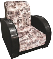 Кресло мягкое Асмана Антуан-1 (подлокотники кожзам коричневый/архитектура шоколад) - 