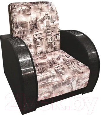 Кресло мягкое Асмана Антуан-1 (подлокотники кожзам коричневый/архитектура шоколад)