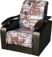 Кресло мягкое Асмана Антуан (подлокотники кожзам коричневый/архитектура шоколад) - 