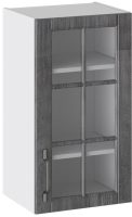 Шкаф навесной для кухни ТриЯ Прованс со стеклом В_72-40_1ДРс (белый глянец/санторини темный) - 