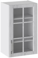 Шкаф навесной для кухни ТриЯ Прованс со стеклом В_72-45_1ДРс (белый глянец/санторини светлый) - 