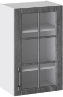 Шкаф навесной для кухни ТриЯ Прованс со стеклом В_72-45_1ДРс (белый глянец/санторини темный) - 