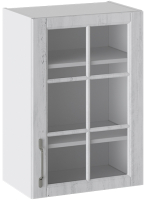 Шкаф навесной для кухни ТриЯ Прованс со стеклом В_72-50_1ДРс (белый глянец/санторини светлый) - 