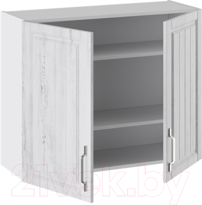 Шкаф навесной для кухни ТриЯ Прованс В_72-90_2ДР (белый глянец/санторини светлый)