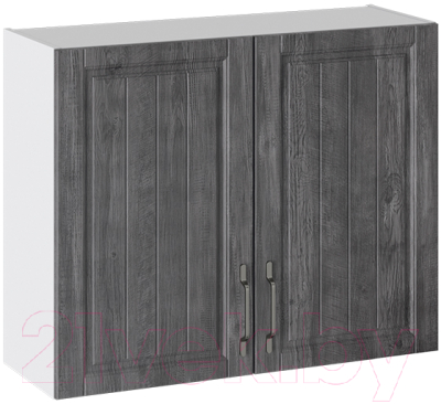 Шкаф навесной для кухни ТриЯ Прованс В_72-90_2ДР (белый глянец/санторини темный)