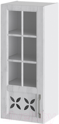Шкаф навесной для кухни ТриЯ Прованс левый В_96-40_1ДРДс(L) (белый глянец/санторини светлый)