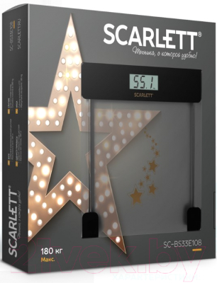 Напольные весы электронные Scarlett SC-BS33E108  (золотые звезды)