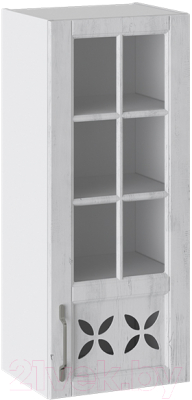 Шкаф навесной для кухни ТриЯ Прованс правый В_96-40_1ДРДс(R) (белый глянец/санторини светлый)