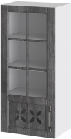 Шкаф навесной для кухни ТриЯ Прованс левый В_96-45_1ДРДс(L) (белый глянец/санторини темный) - 