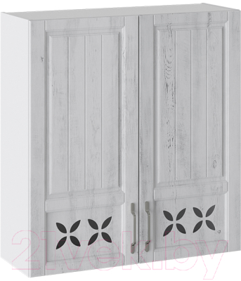Шкаф навесной для кухни ТриЯ Прованс В_96-90_2ДРД (белый глянец/санторини светлый)