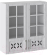 Шкаф навесной для кухни ТриЯ Прованс со стеклом В_96-90_2ДРДс (белый глянец/санторини светлый) - 