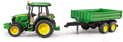 Трактор игрушечный Bruder John Deere 5115M с прицепом / 02108