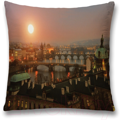 Наволочка декоративная JoyArty Мосты Праги на закате / sl_14431