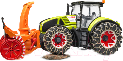 Трактор игрушечный Bruder Claas Axion 950 c цепями и снегоочистителем / 03017