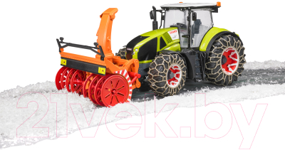 Трактор игрушечный Bruder Claas Axion 950 c цепями и снегоочистителем / 03017