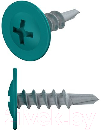 Саморез Starfix Со сверлом 4.2x16 прессшайба / SMC1-47941-500 (500шт, оцинкованный, RAL 5021 водная синь) — фото 2