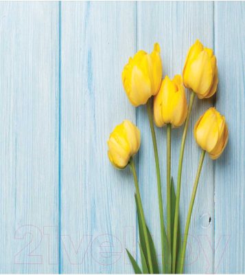 Наволочка декоративная JoyArty Желтые тюльпаны на деревянных досках / sl_59399
