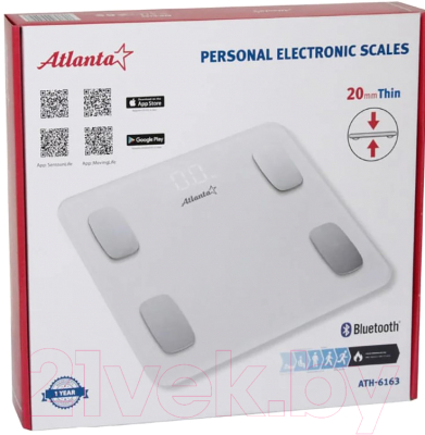 Напольные весы электронные Atlanta ATH-6163 (белый)